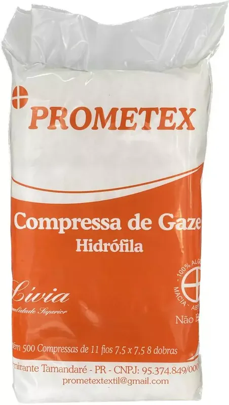 Compressas de Gaze Líva 11 fios - 500 unidades - PROMETEX