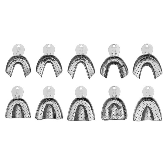 Moldeiras Inox Adulto Perfuradas Kit 10un – Tecnodent