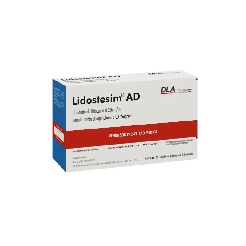 Anestesico Lidocaina Lidostesim AD 2% 1:100 com vaso 50UN - DLA
