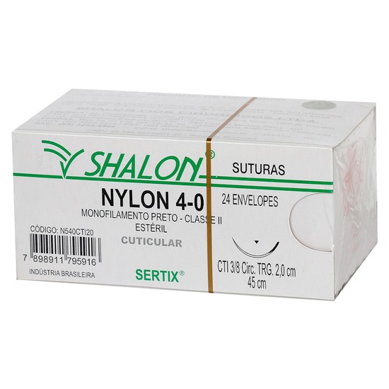 Fio de Sutura Nylon com Agulha 2,0cm - Shalon
