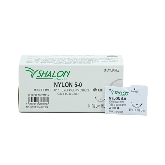 Fio de Sutura Nylon com Agulha 1,5cm - Shalon