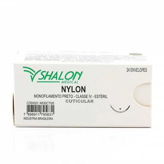 Fio de Sutura Nylon com Agulha 1,5cm - Shalon