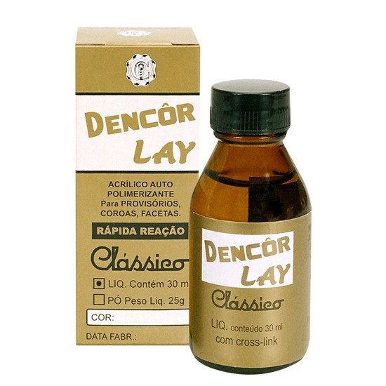 Resina Acrílica Auto Polimerizante Dencôr Lay 30ml Líquido - Clássico