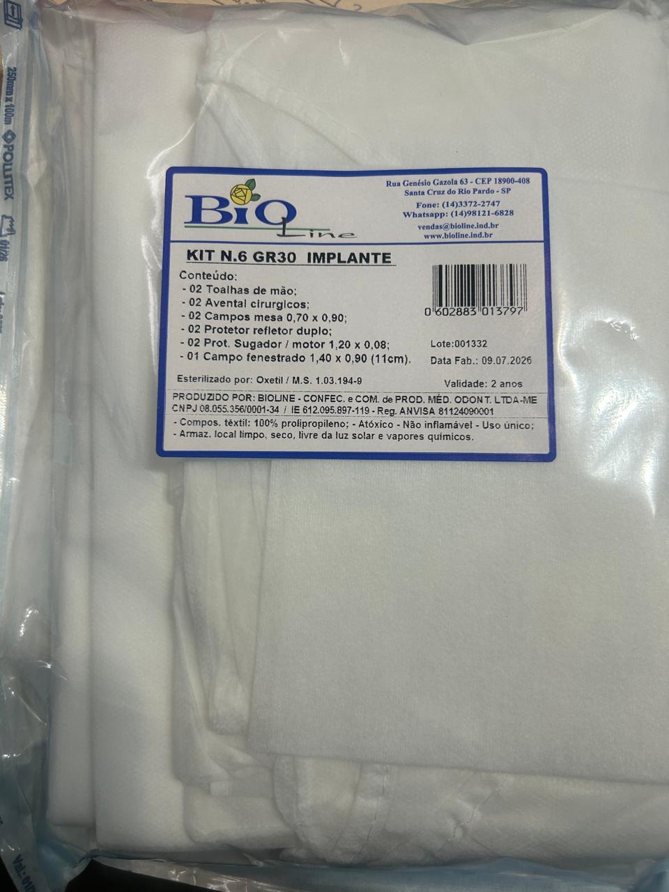 Kit Cirúrgico nº 6 Implante GR30 com 11 Peças - Bioline